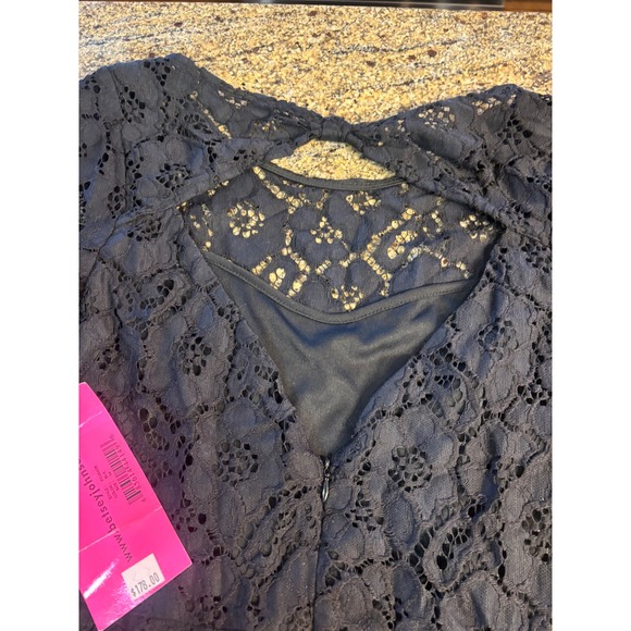 NWT Betsey Johnson Black Lace Cutout Back Fit Flare High Low Dress Size 14 - Picture 9 of 11